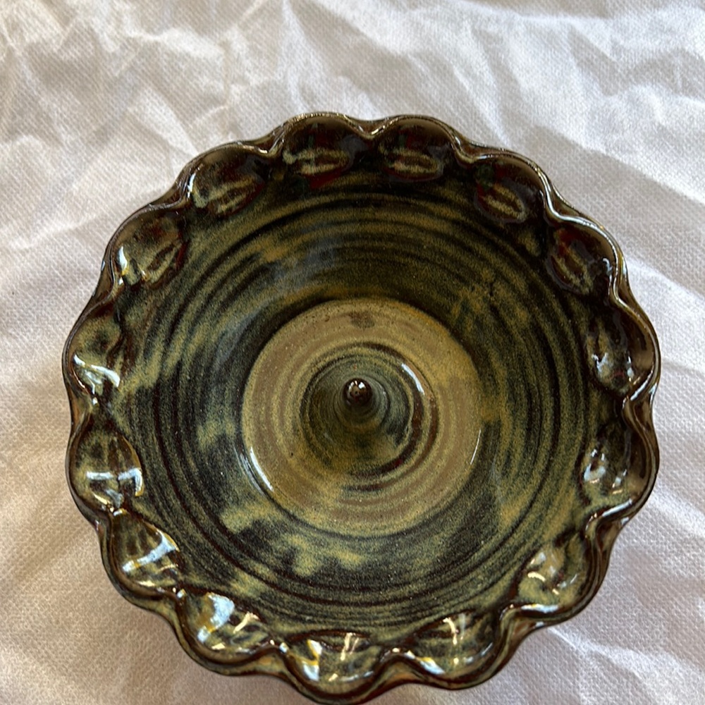 Clement Signed Art Studio Pottery apple baking dish